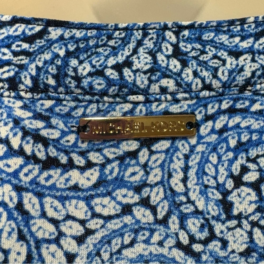 Michael Kors Blue Paisley Print Sleeveless Patterned Dress M